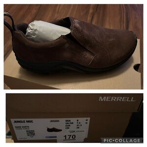 Merrell Mens size 8 jungle Moc dark earth brown - new in box